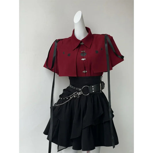 Shirt + Slim Mini Pleated Skirt Set