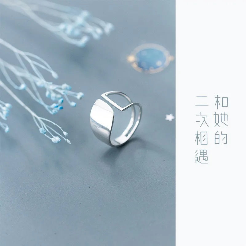 925 Sterling Silver Geometry Open Ring