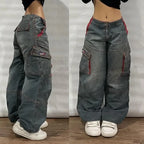 Embroidery Baggy Jeans