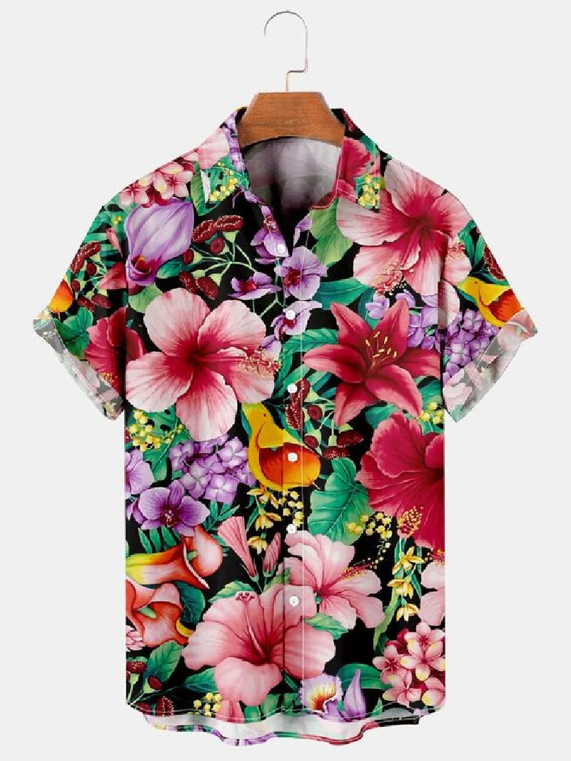 Short Sleeved Shirt With Lapel Button Up
