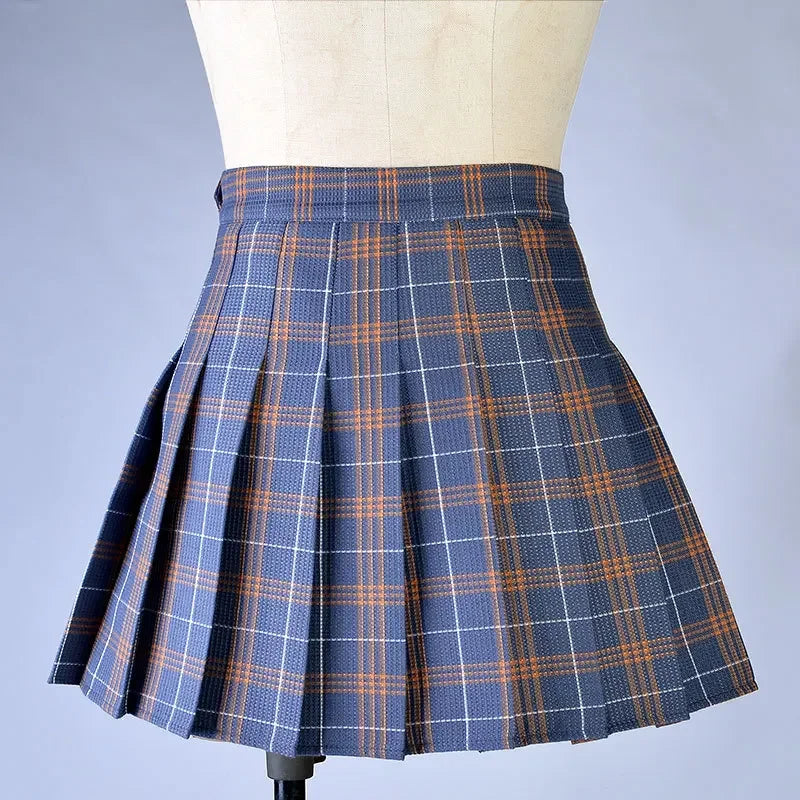 High-Waisted Pleated Plaid Mini Skirt