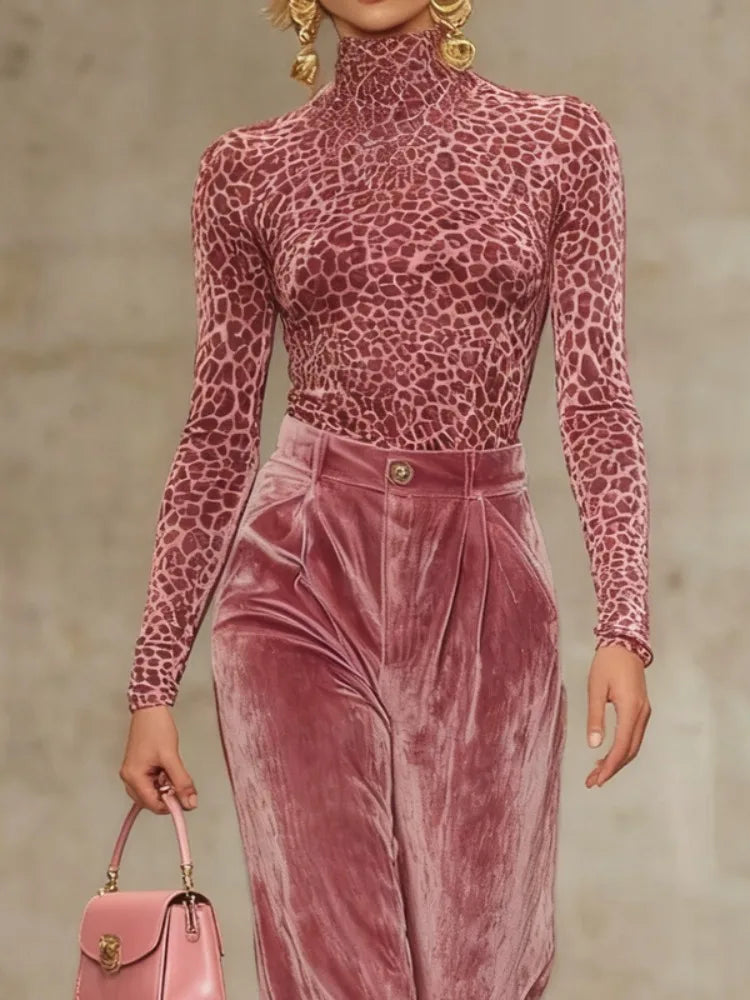 Leopard Print Turtleneck