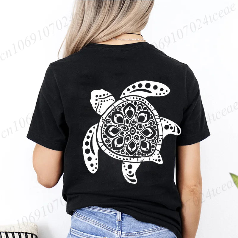 Sea Turtle Floral Print Tee