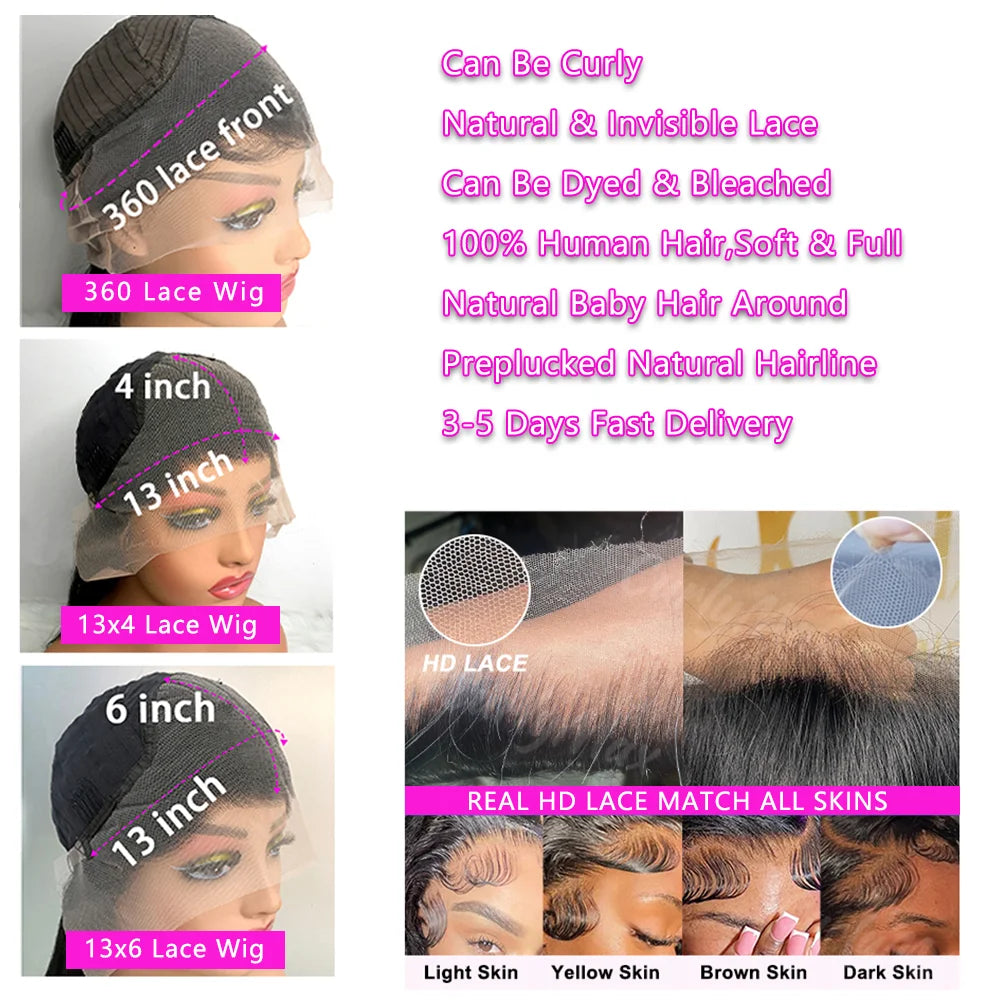 Brazilian HD Transparent Straight Lace Front Wig