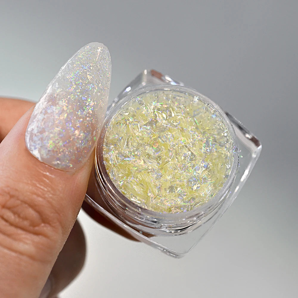5-Colors Dreamy Aurora Purple Brocade Nail Glitter Powder Ultra-thin Polarized Edelweiss Purple Powder DIY Manicure Opal Dust