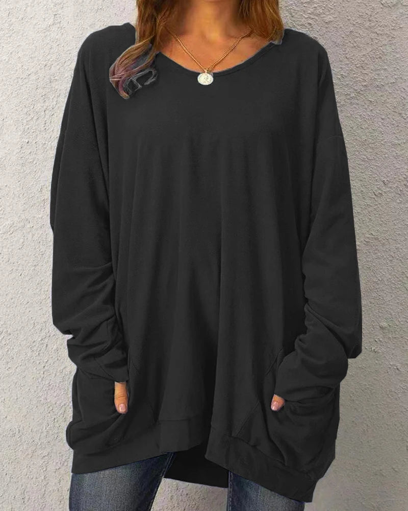 Round Neck Loose Casual Tops