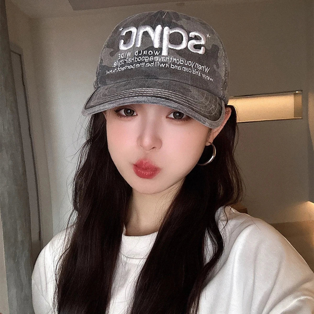 CAMO Letter Embroidery Baseball Hat