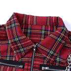 Plaid Zipper Chain Tank