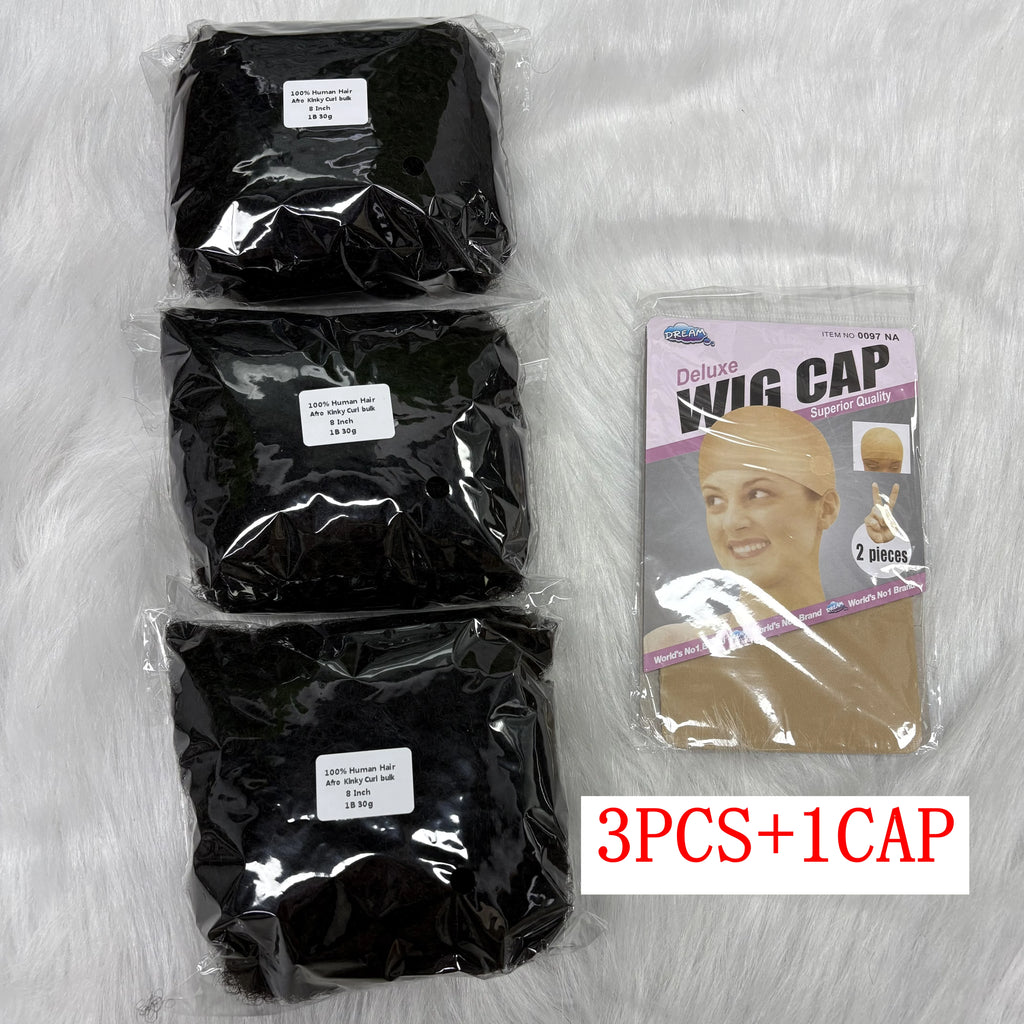 Tight Afro Kinky Bulk Human Hair for Dreadlock Extensions 100% Human Hair 30G/1 Pack 8 Inch Natural Repair Extensions for Braids