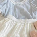 Solid Color Bow Short Sleeved T-shirt Culottes Two Piece Set