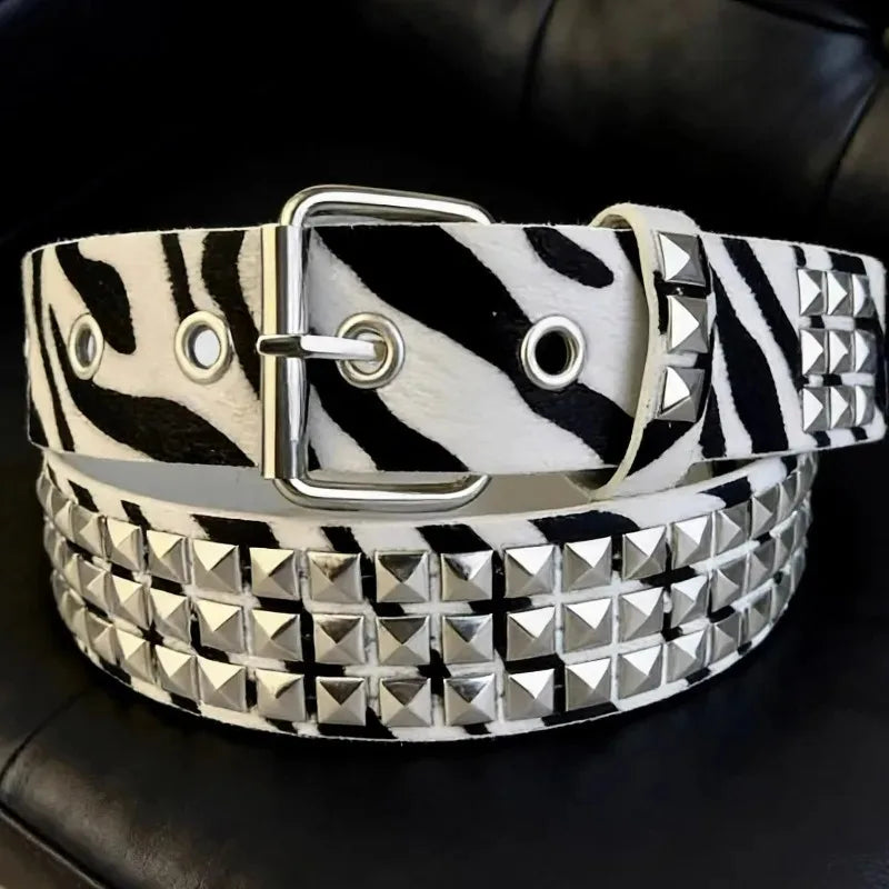 Fashion Gothic Square Rivet Belt Metal Pyramid Belt Men and Women Pink Punk Hardware Jeans Y2K Belts Women's Belt