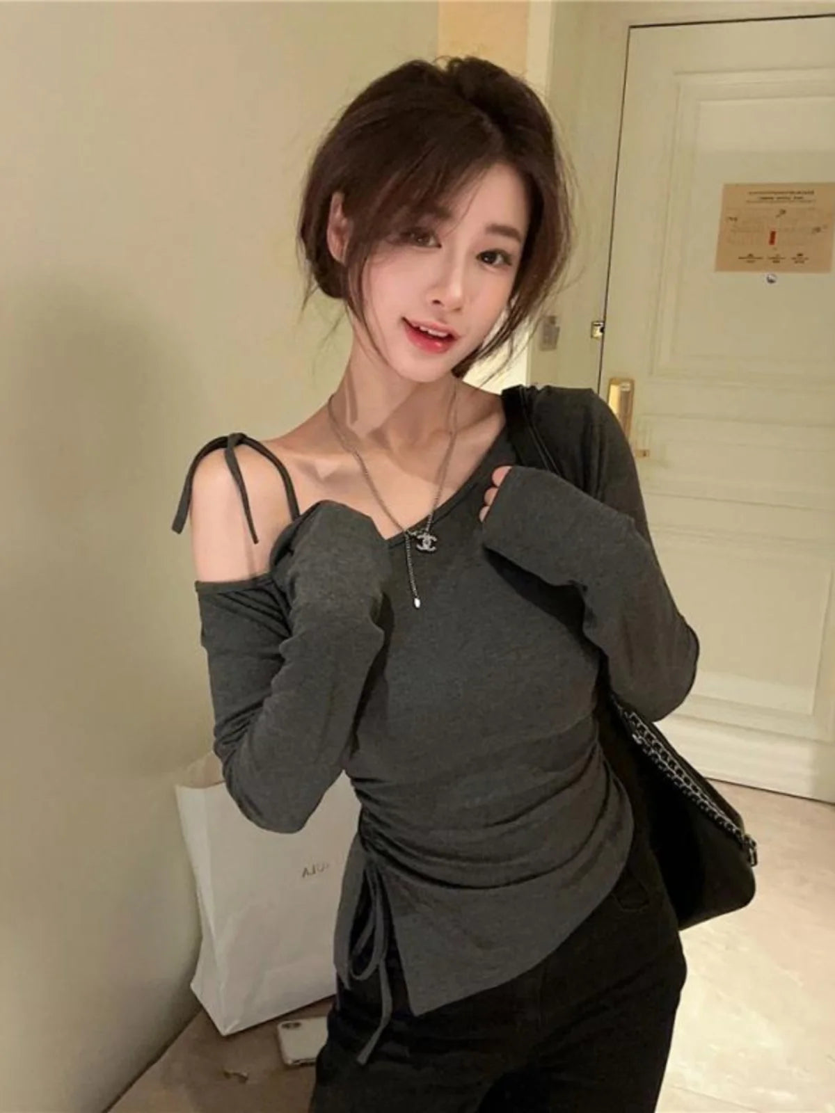 Oversize Long Sleeve Drawstring Tee