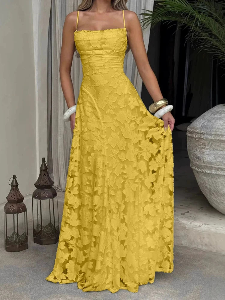 Floral Embroidery Maxi Dress