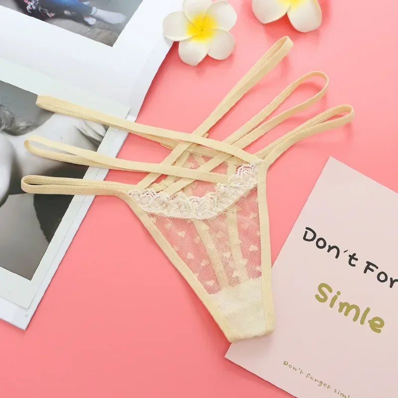 Sexy Lace Thong G-Strings Female Women's Panties Seamless Low Waist Underwear Panty Bowknot Briefs Lingerie for Ladies Underpant