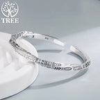 925 Sterling Silver Geometry Totem Open Bracelet