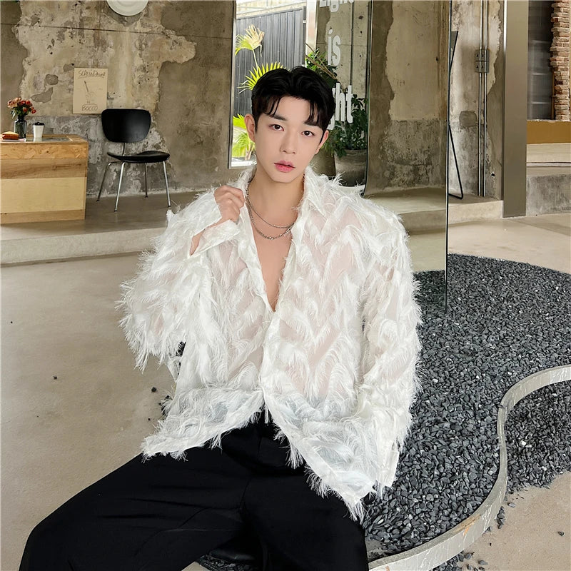 Feather Tassel Design Long Sleeve Shirt