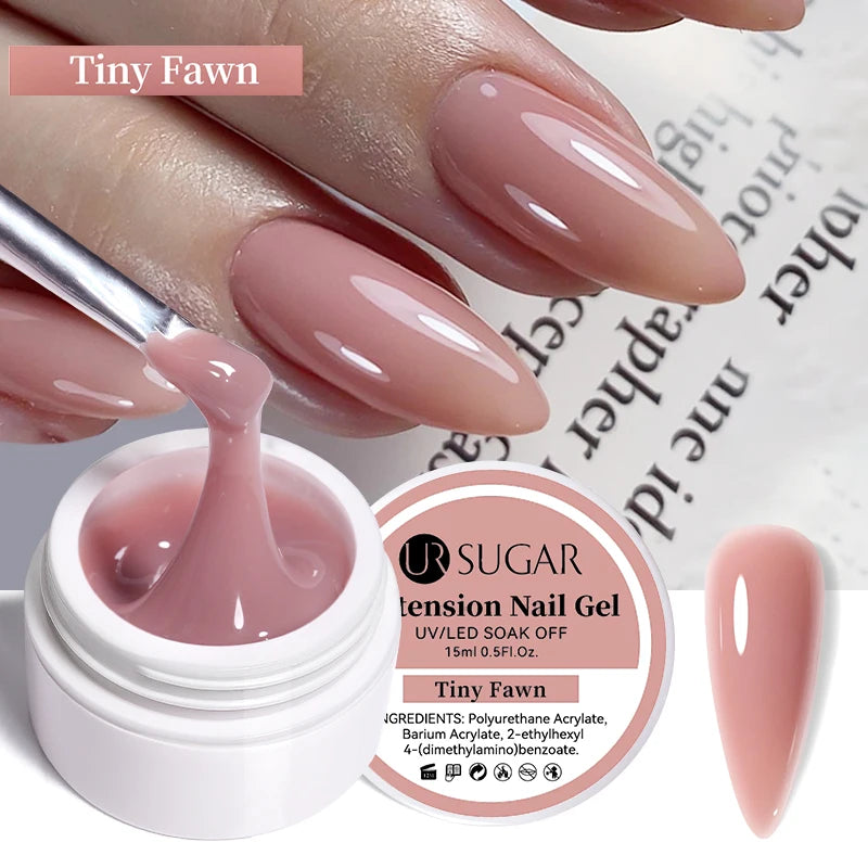 UR SUGAR 15ml Extension Nail Gel Jelly Pink White Clear Hard Gel Extension UV Gel For Nails Finger French Nail Art DIY Manicure