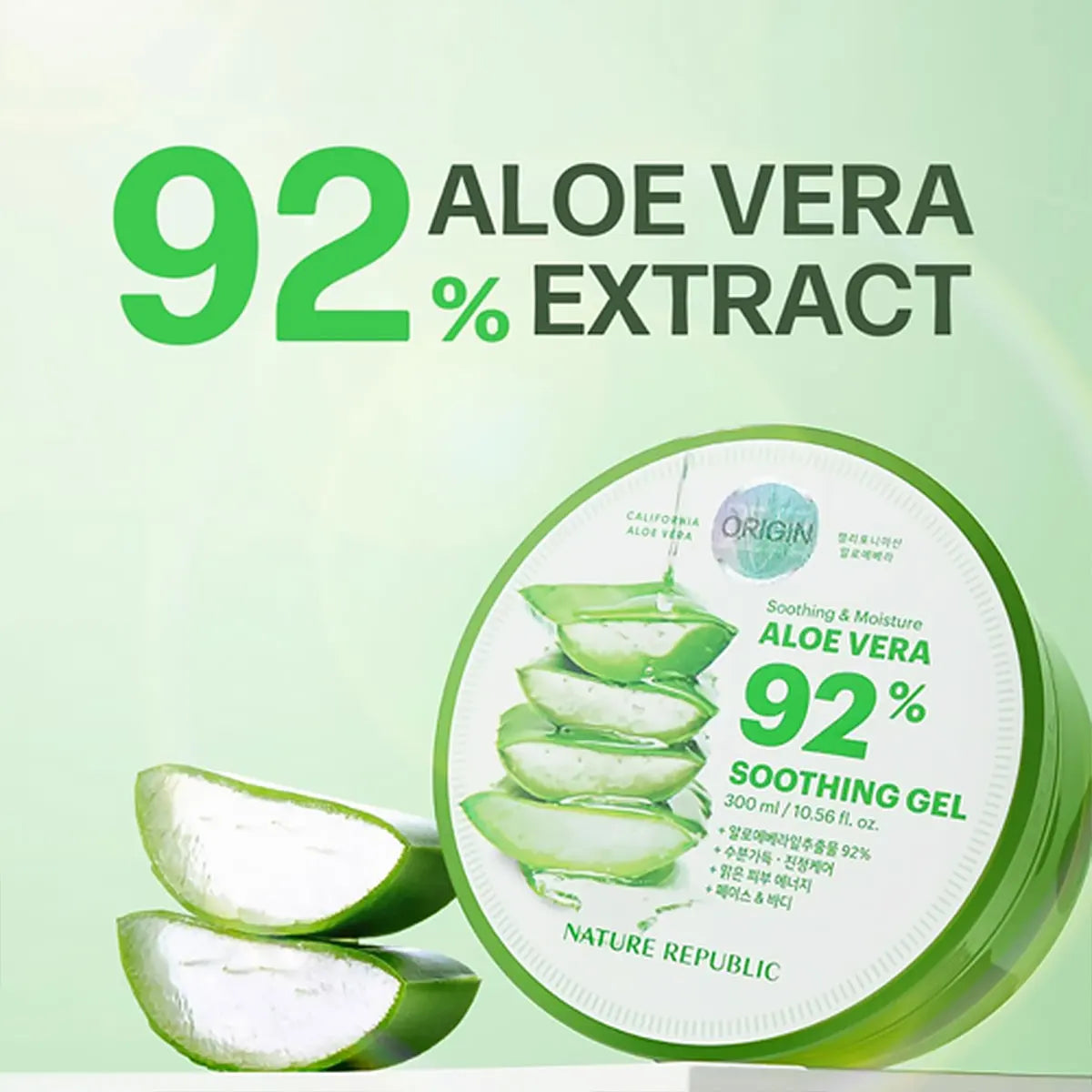 Nature Republic New Soothing Moisture Aloe Vera Gel,Daily Hydration,Penetrating Moisture,Korean Skincare,K-Beauty,Korean Makeup