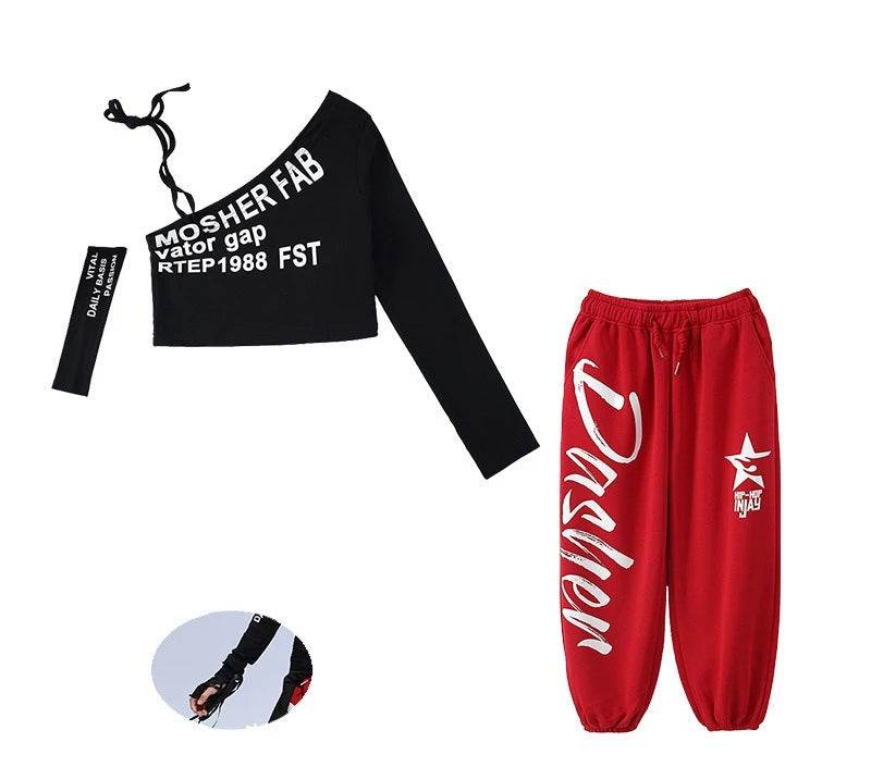 Off Shoulder Crop Top Jogger Pants Set