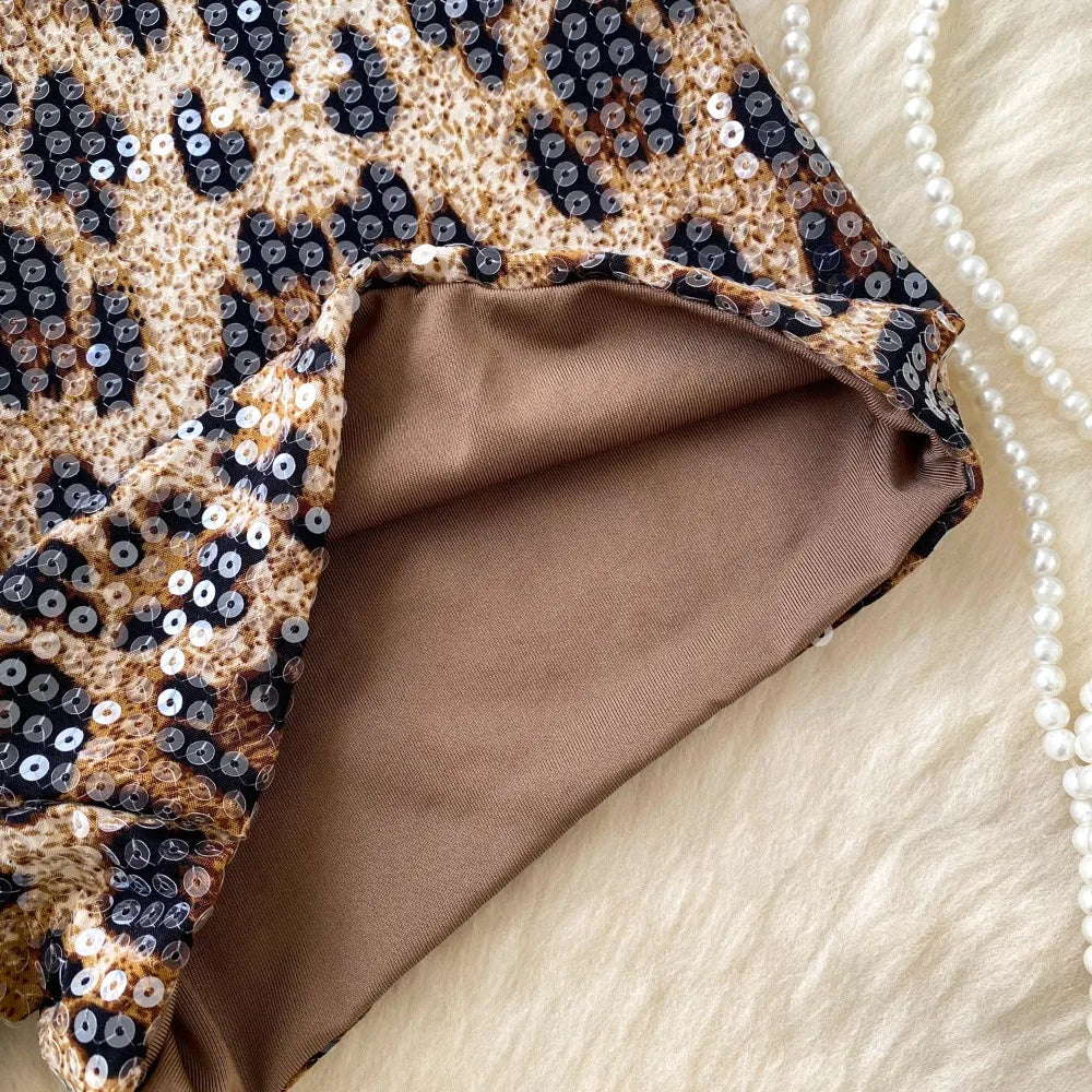 Leopard Sequin Shorts