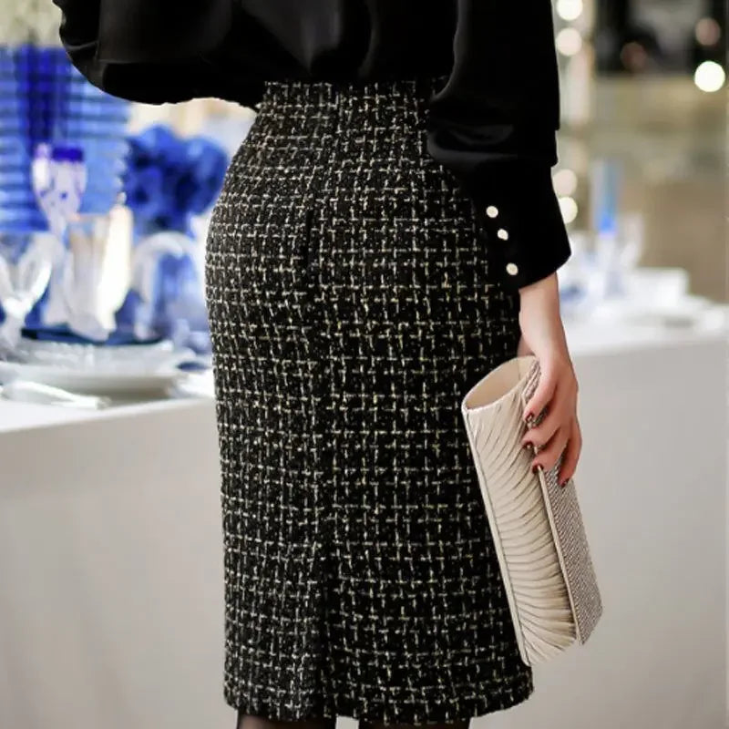 High Waist Slim Split Skirt