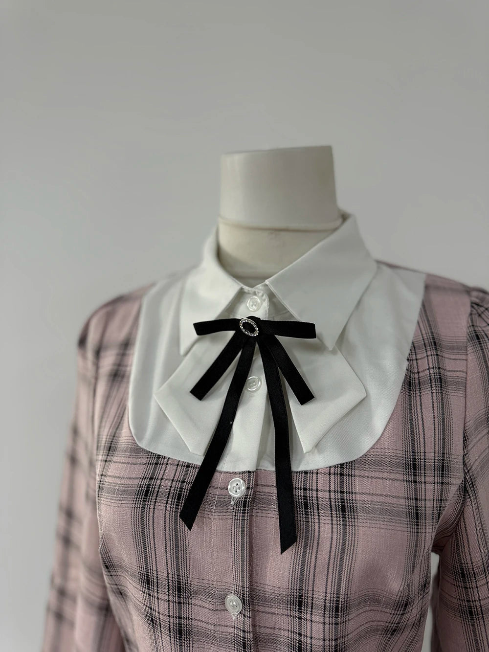 Sweet College Plaid Patchwork Shirt Pleated Skirt Set