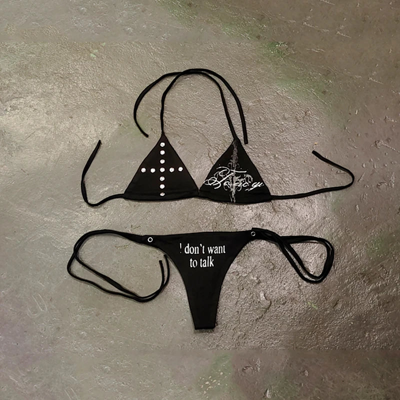 Letter Print Bikini