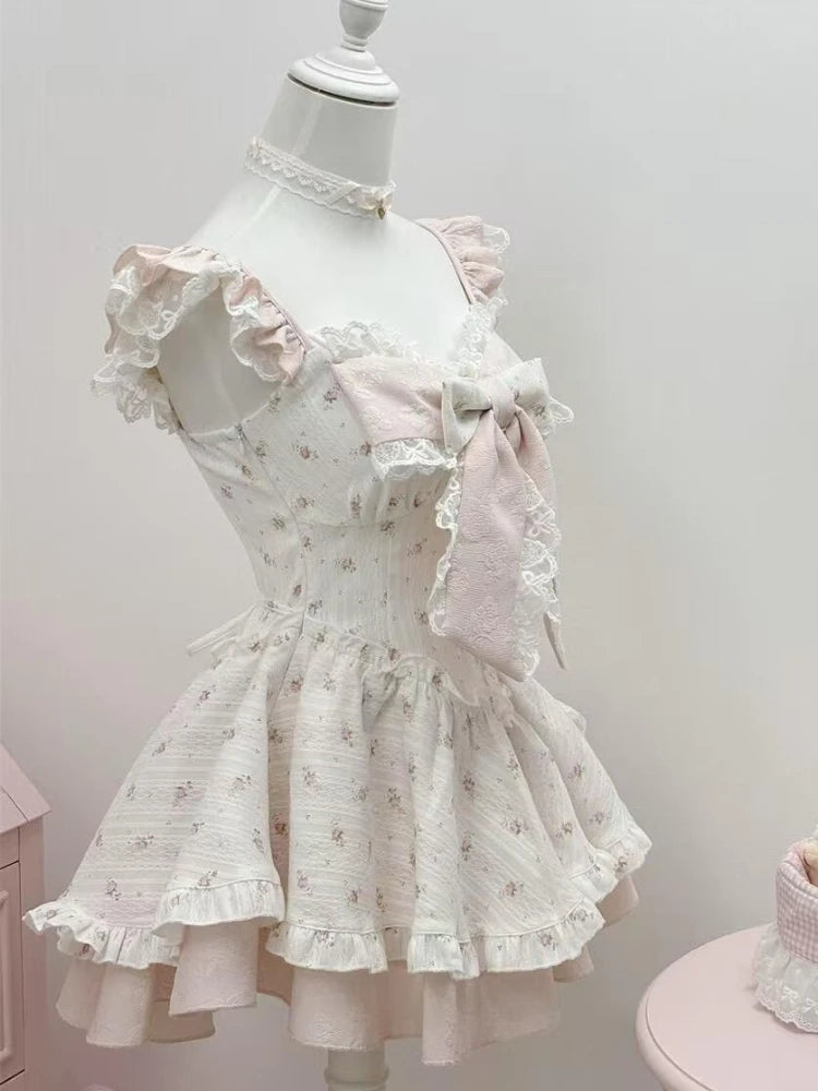 Sweet Bow Print Dress