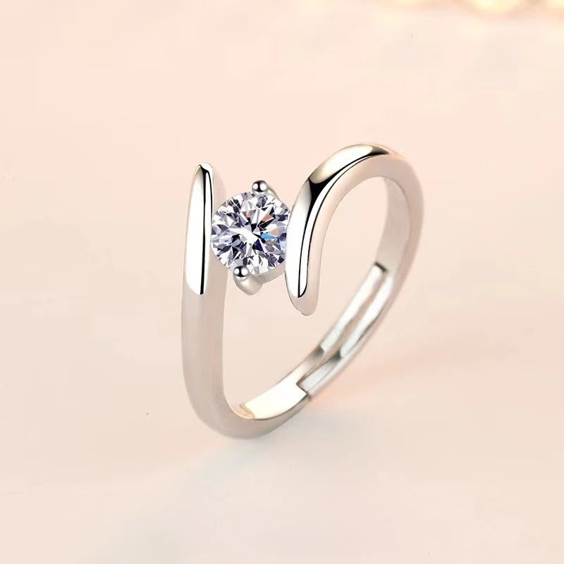 925 Sterling Silver Zircon Adjustable Ring