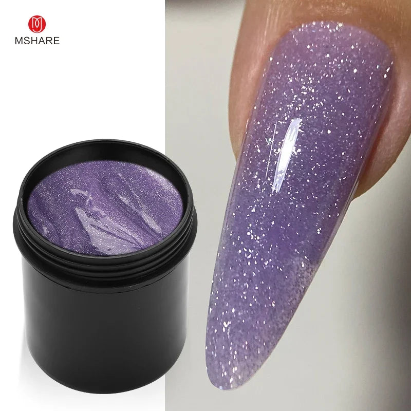 MSHARE 150ml Ice Blue Jelly Gel Builder Nail Extension Gel Tpo Hema Free Gel Nail Construction Cream Medium Shimmer UV Led Gel