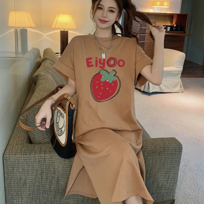 Strawberry Print T-Shirt Dress