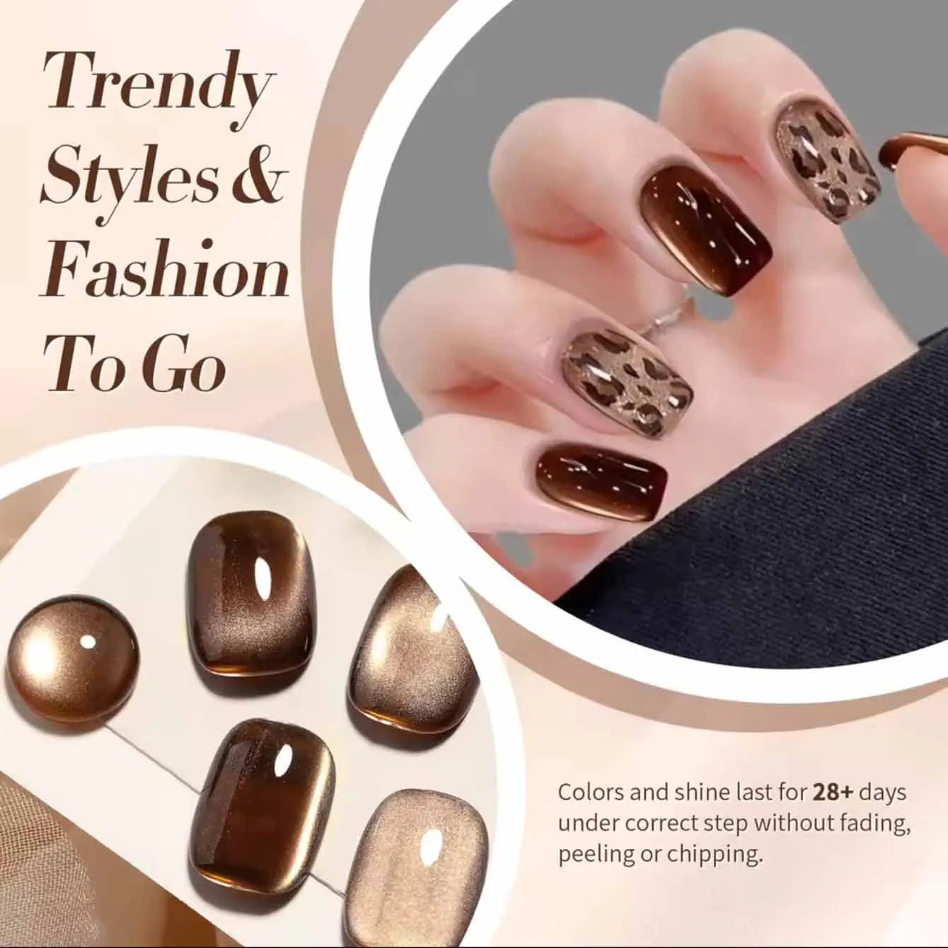 12ml 1-21pcs Brown Gold Cat Eye Gel Nail Polish