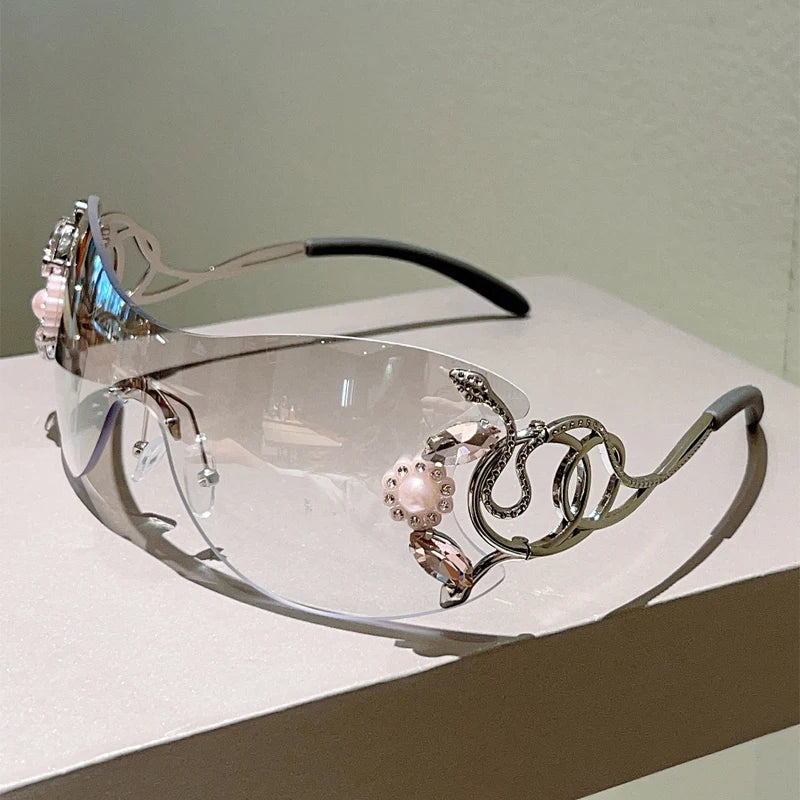 KAMMPT Rimless Sunglasses with Rhinestones