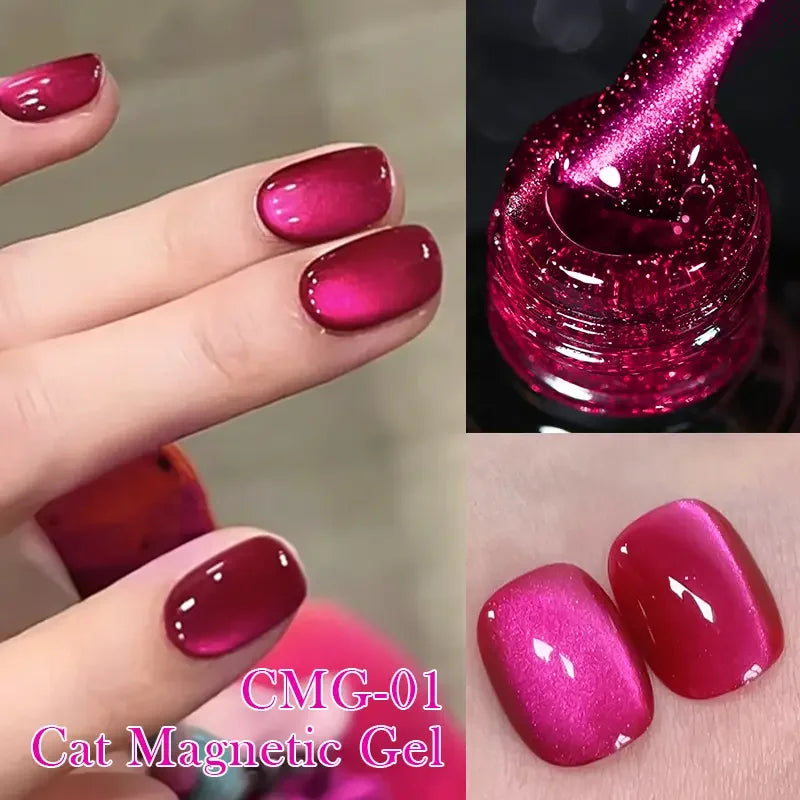WS 1Pcs 10ML 2026 New Dragon Fruit Cat Eye Gel - Ultra-Bright Magnetic Polish with Diamond Sparkle Effect