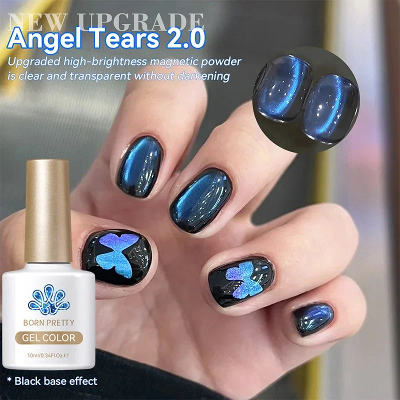 BORN PRETTY 10ml Blue Sea Glitter Cat Magnetic Gel Nail Polish Glass Beaded Purple Blue Black Sparkling Semi Permanent Varnish