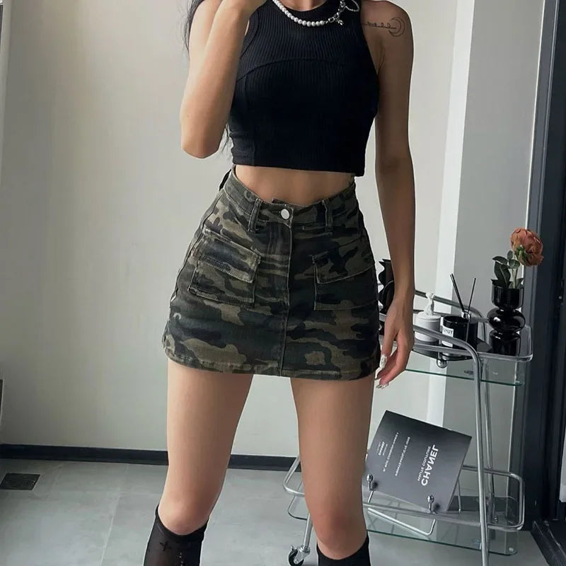 High Street Split Denim Skirt