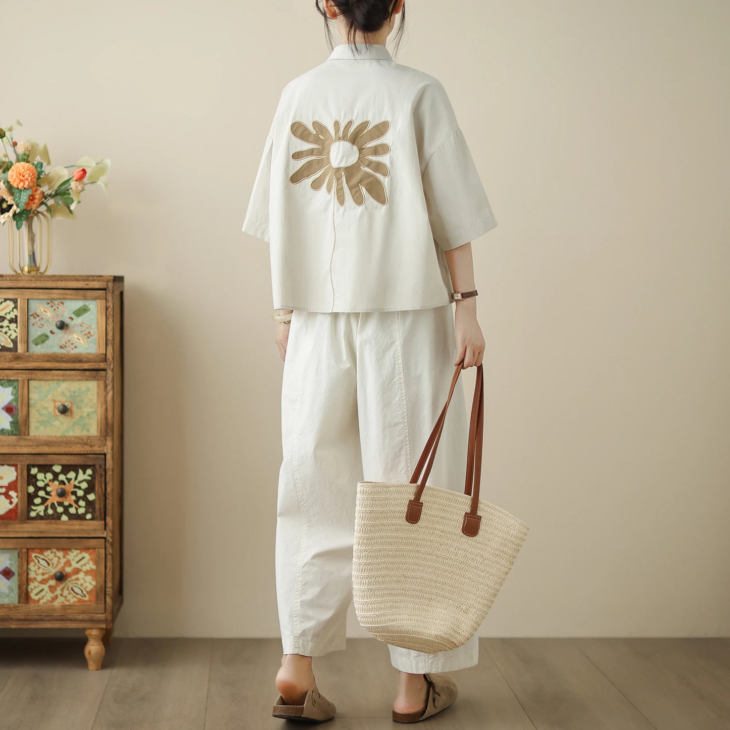 Cotton Linen Embroidered Shirt