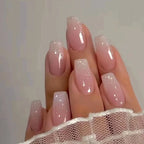 24Pcs Oval Short Pink Press on Nails Simple Ombre Spring False Nail for Sweet Sassy Cool Women&Girl Removable Wearable Nail Art