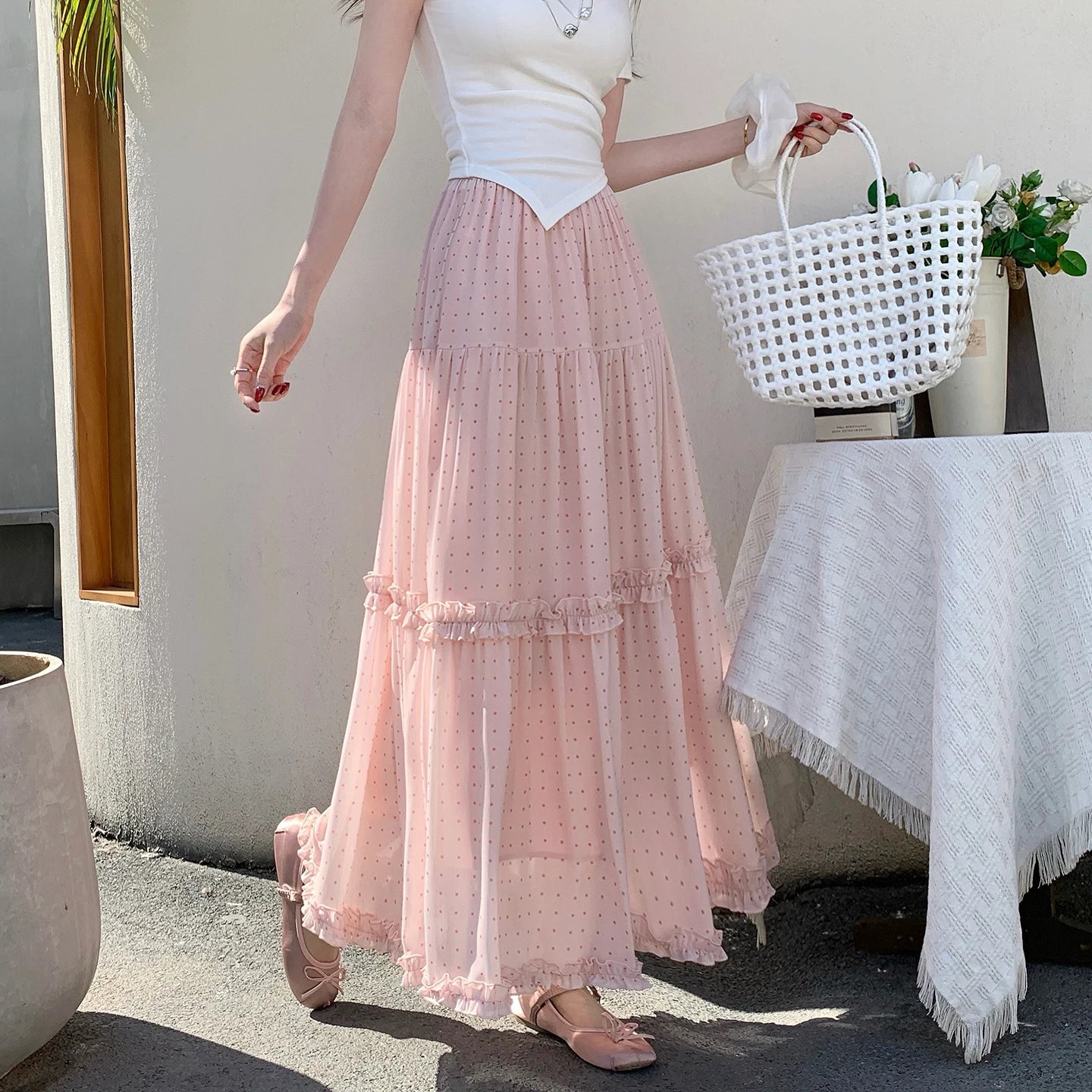 Polka Dot Maxi Skirt