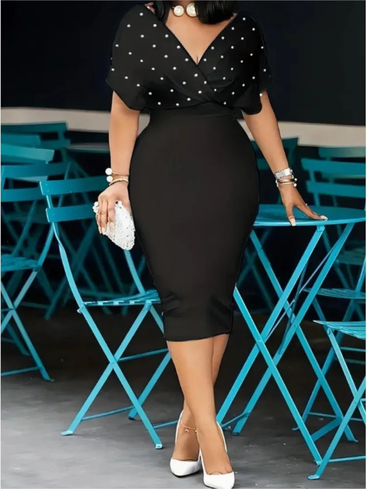 Pink Pearl Embellished Midi Bodycon Dress
