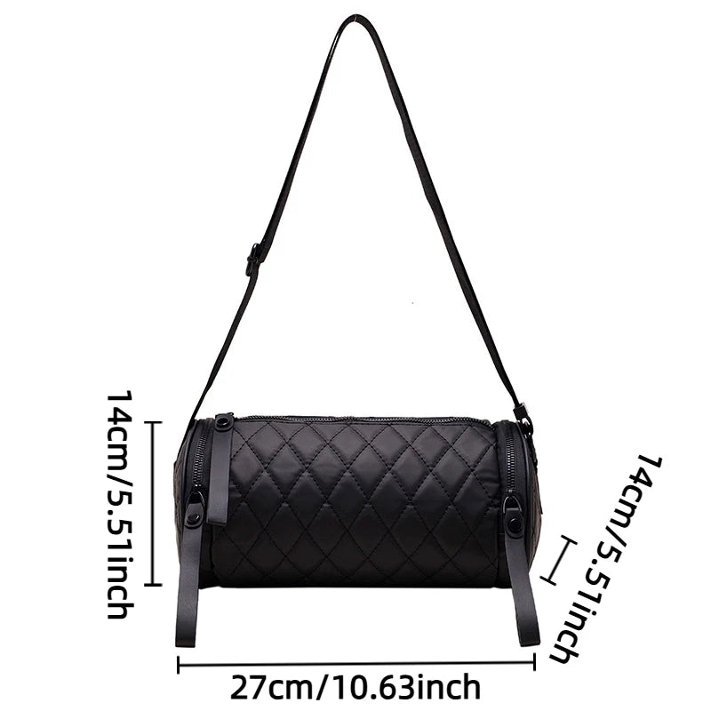 Diamond-Quilted Cylinder Bag