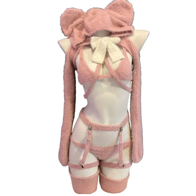 Pink Bear Hooded Sweater Set