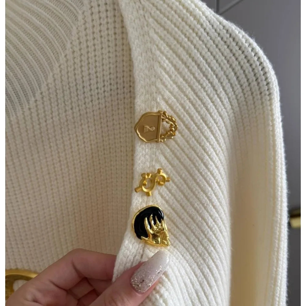 VGH Stand Collar Sleeveless High Waist Bodycon Vest Dress with Long Sleeve Coat Knitted Set