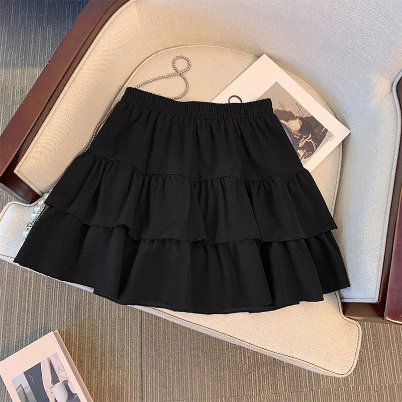 Pleated Ruffled Edge Skirt