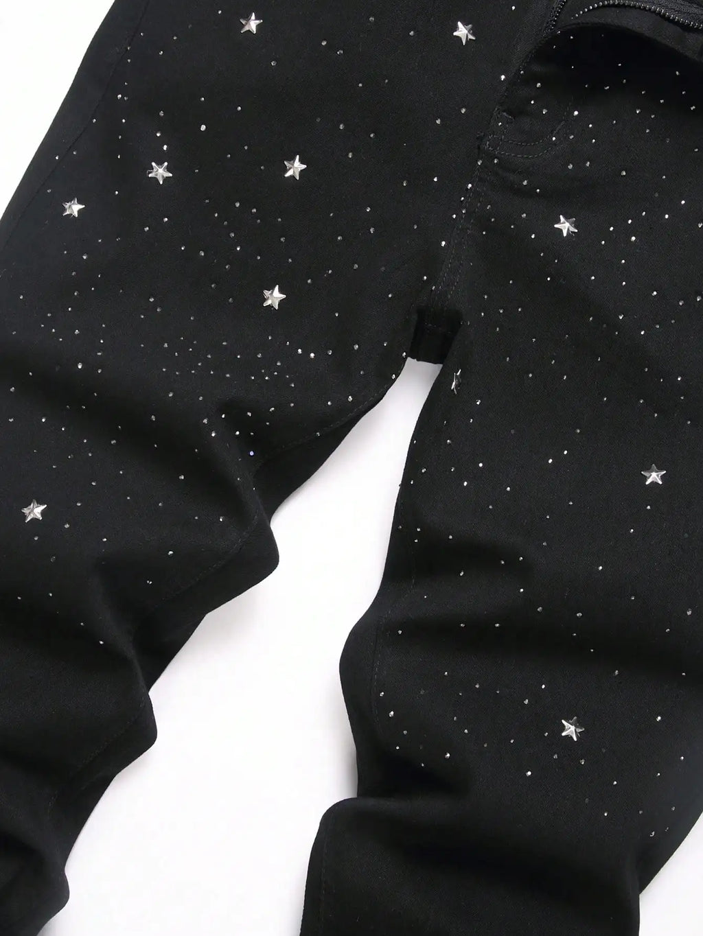 Rhinestone Embellished Black Stretch Skinny Jeans