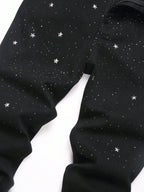 Rhinestone Embellished Black Stretch Skinny Jeans