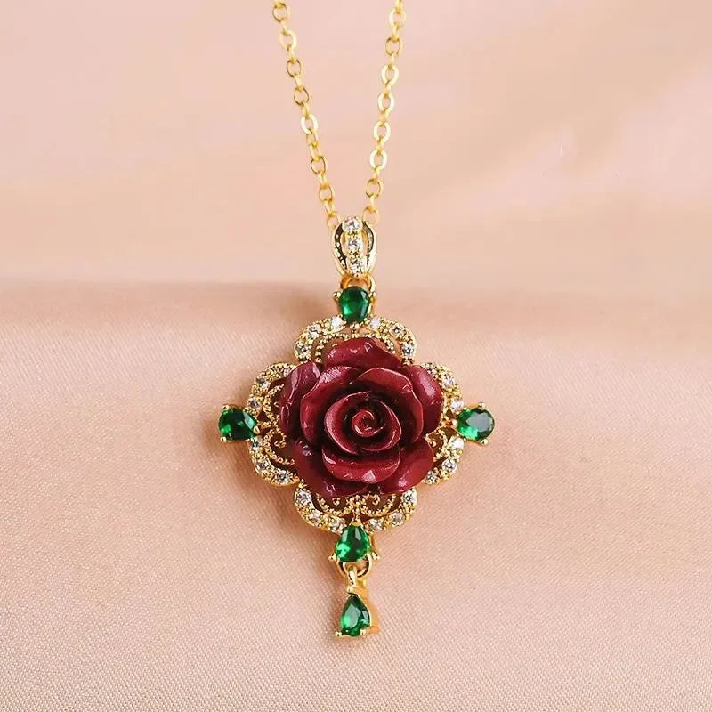 Natural 925 Silver Inlaid Purple Gold Sand Rose Pendant