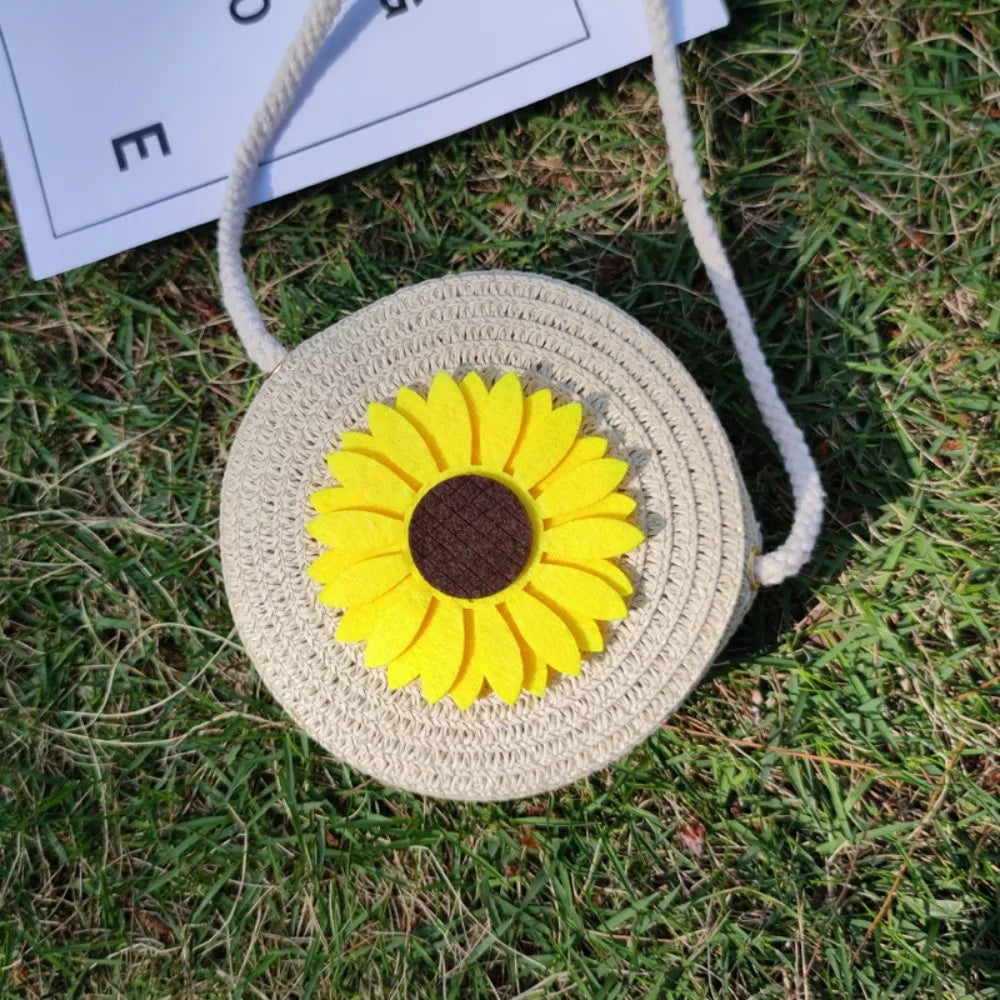 Children Flower Straw Bags