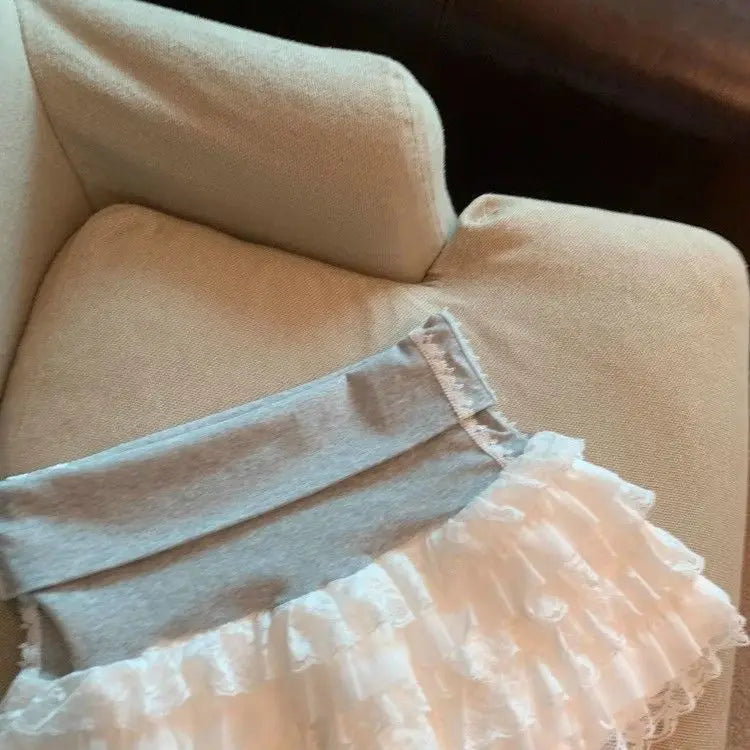 Splice Lace High Waist Mini Skirt