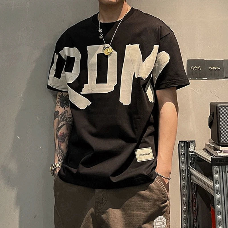 Solid Color Letter Printed Tee